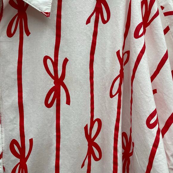 BiBi Bow Ribbon Button Down Holiday Blouse Size Small - Picture 5 of 10